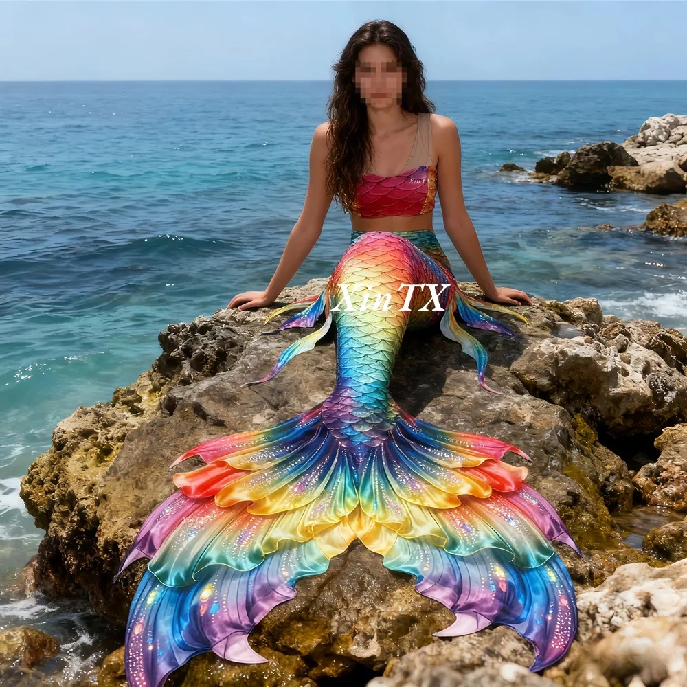Marine Aquarium Kit - Mermaid tail rainbow-colored large female tail