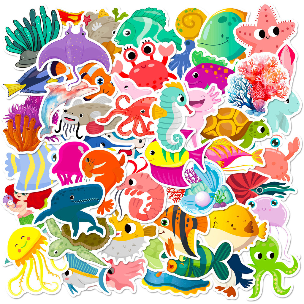 Aquarium Innovative Marine - 50Pcs Marine Life Stickers Dolphin &