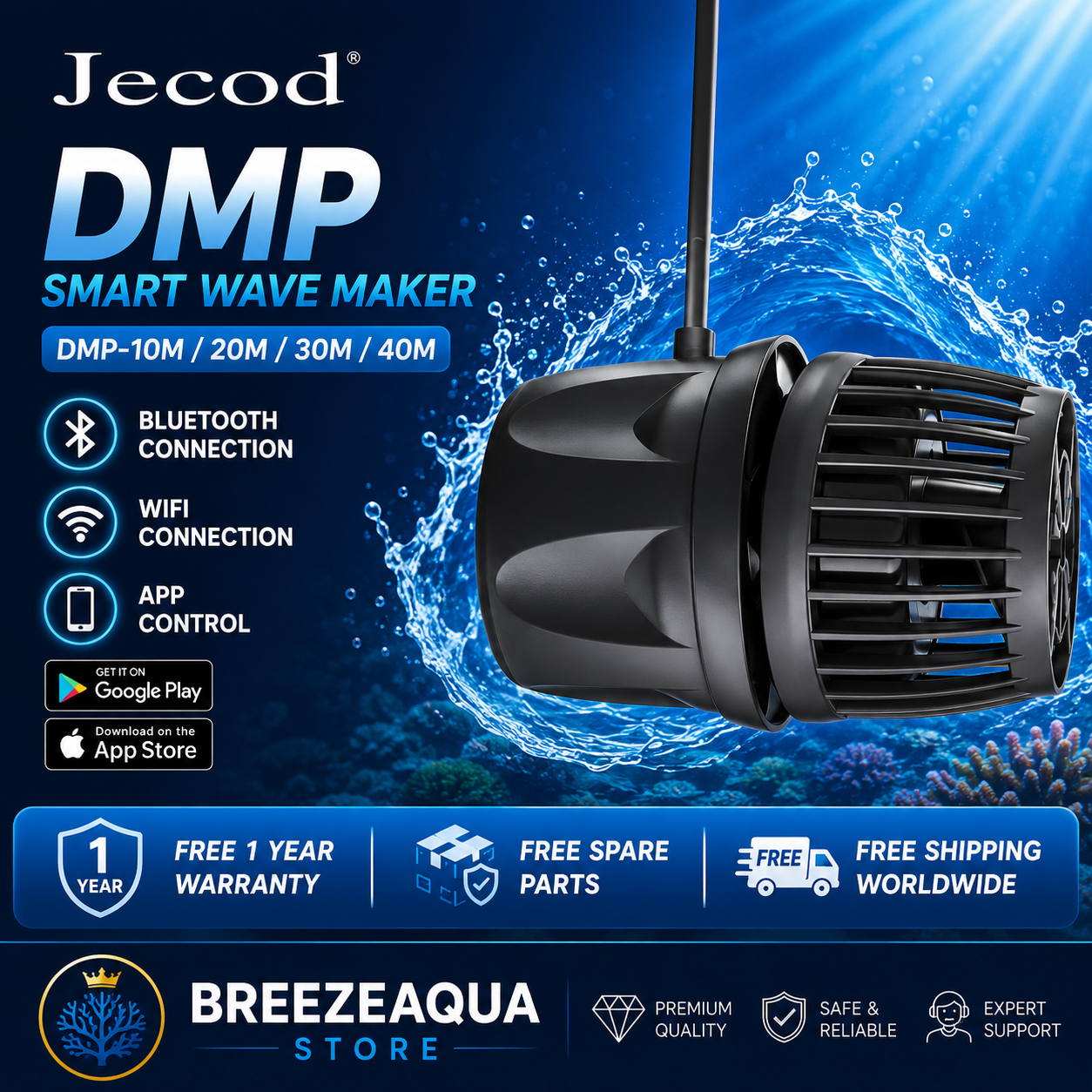 Marine Aquarium Wave Maker - Jecod/Jebao New Cordless DMP-10M/20M-30/40M WiFi Bluetooth