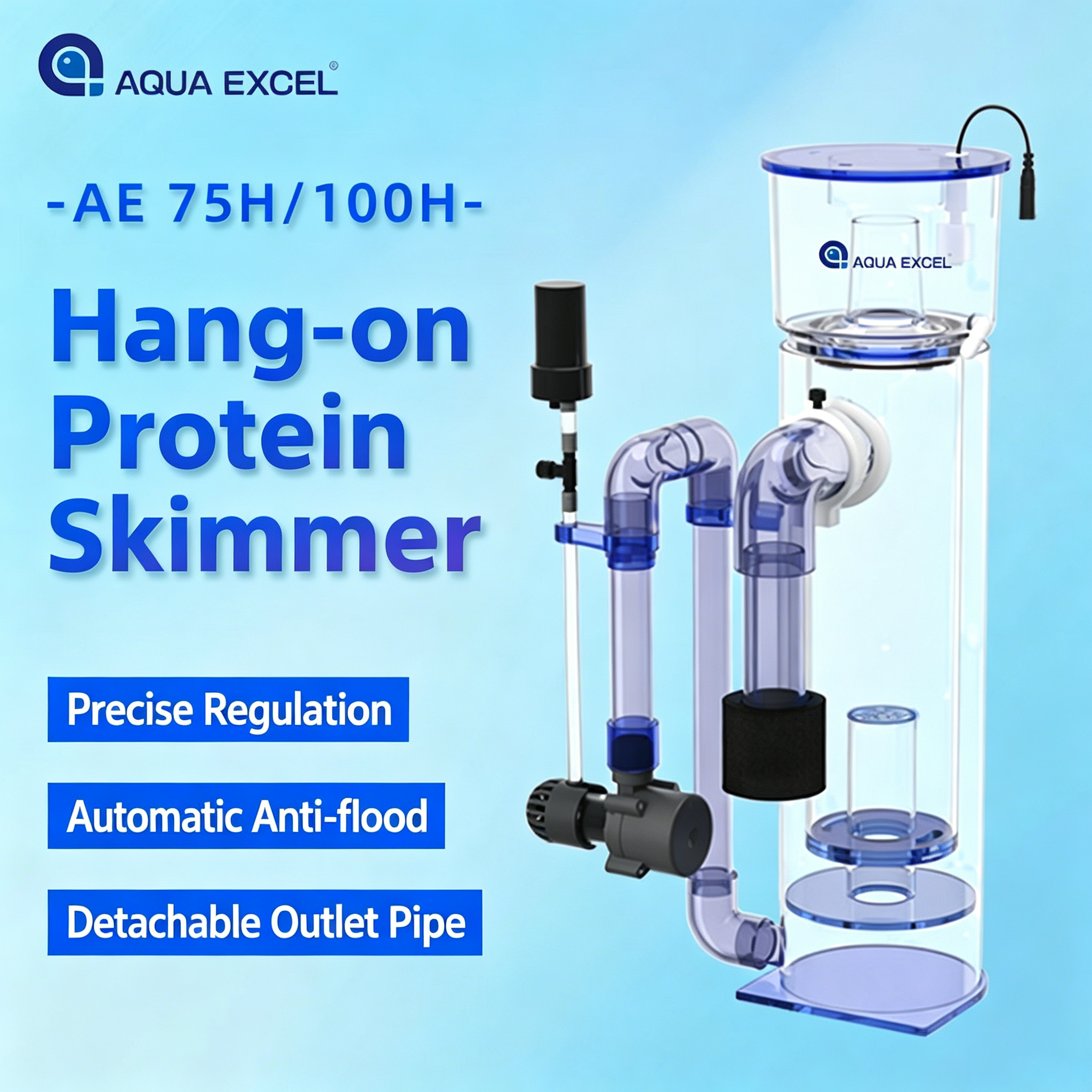 Protein Skimmer Hang On - AQUA EXCEL AE-75H/100H Hang-on DC Aquarium